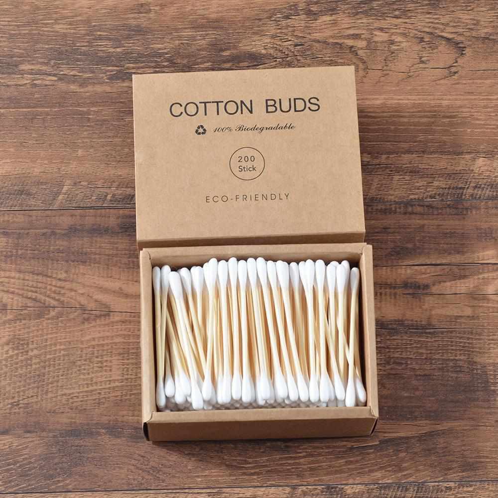 Cotons-tiges en bambou - Boite de 200 pièces - 4 Couleurs disponibles