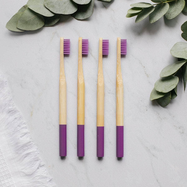 La Maison du Bambou Violettes Lot de 4 brosses à dents nouvelles couleurs