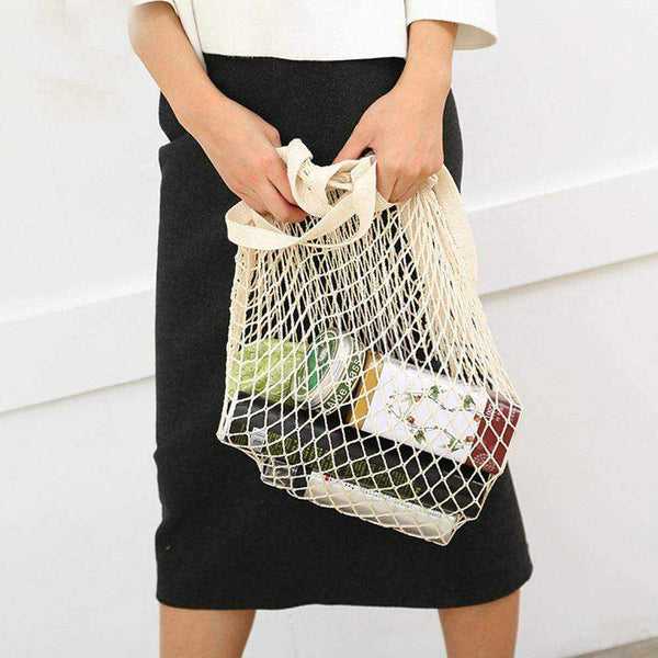 La Maison du Bambou Noir / United States Reusable Fruit Shopping String Grocery Shopper Cotton Tote Mesh Woven Net Shoulder Bag Mesh Net Shopping Bag High Quality